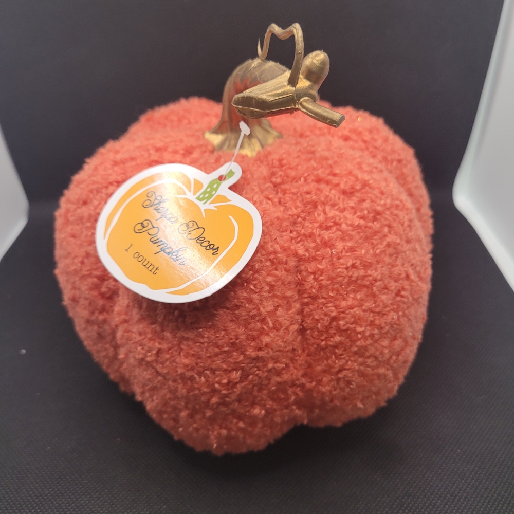 Small Fabric Pumpkin Decor with Gold Stem Fall Autumn Decoration